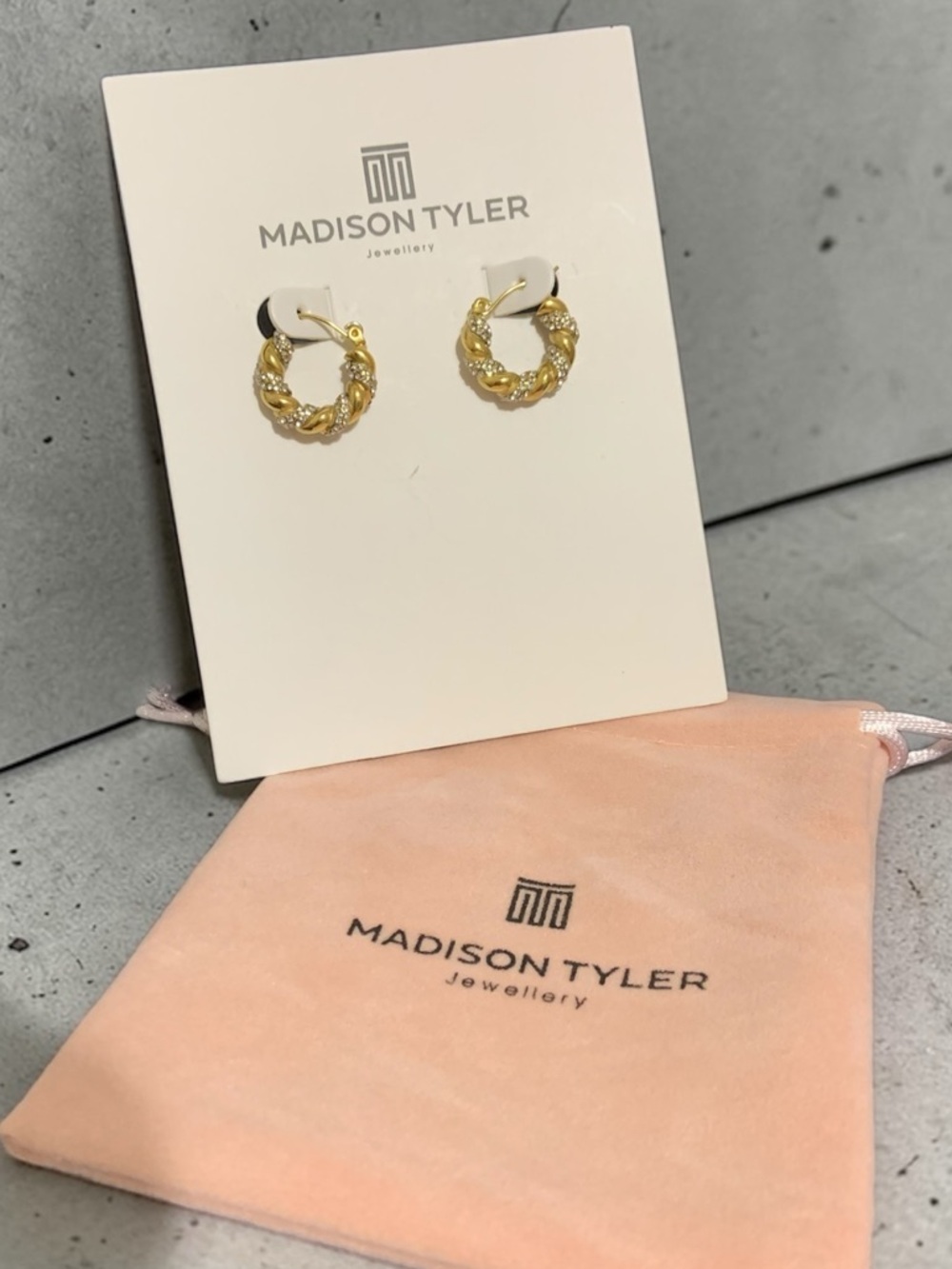 Madison Tyler Gold Braided Hoop Earrings New